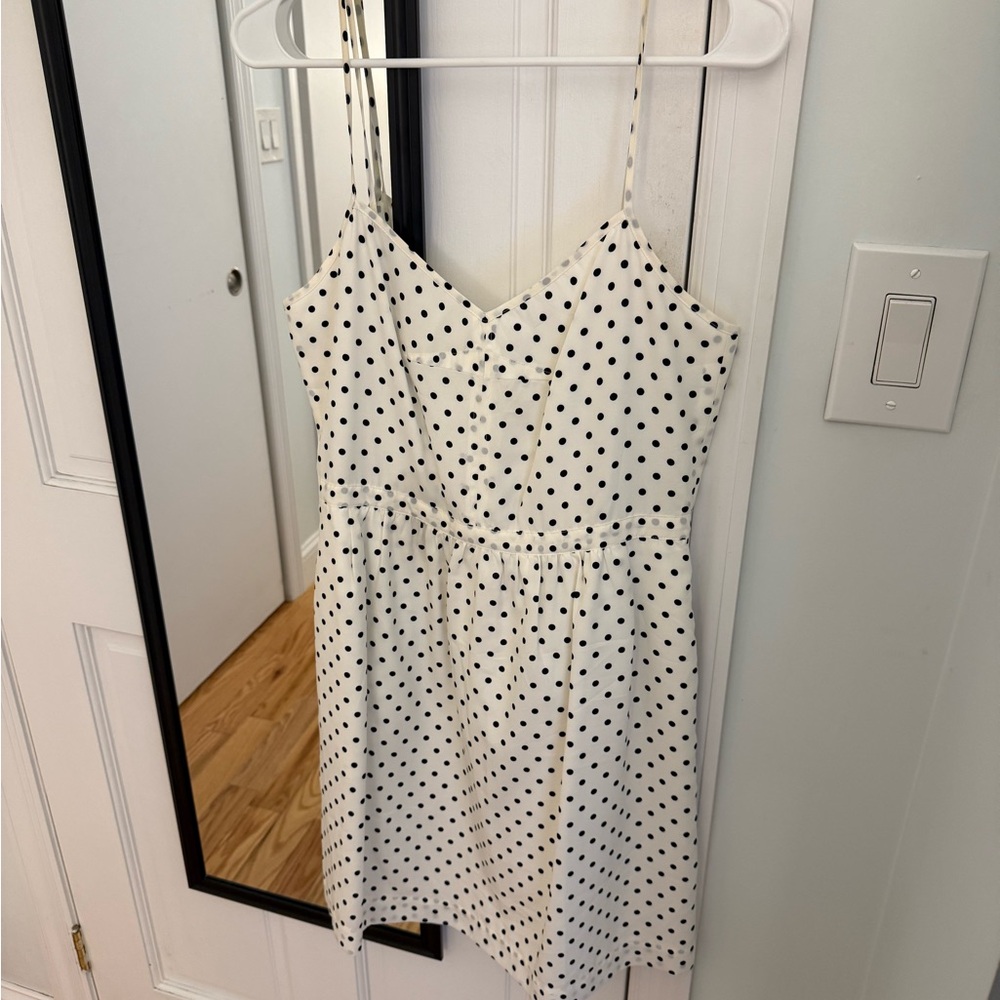 J. Crew Ivory Dress with Black Dots